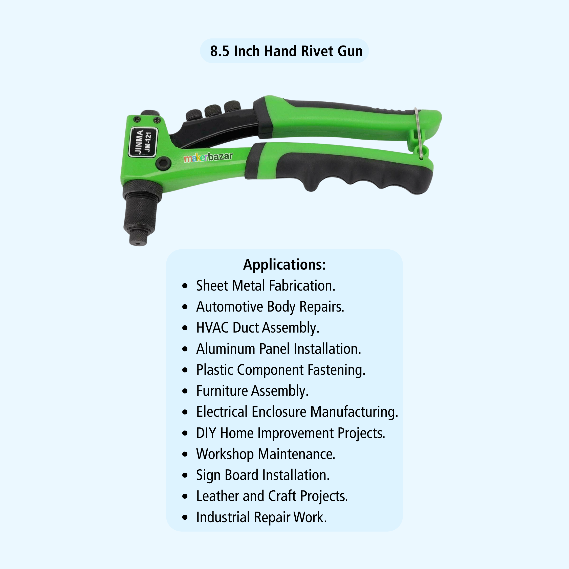 8.5-Inch Hand Rivet Gun Tool with Non-Slip Grip