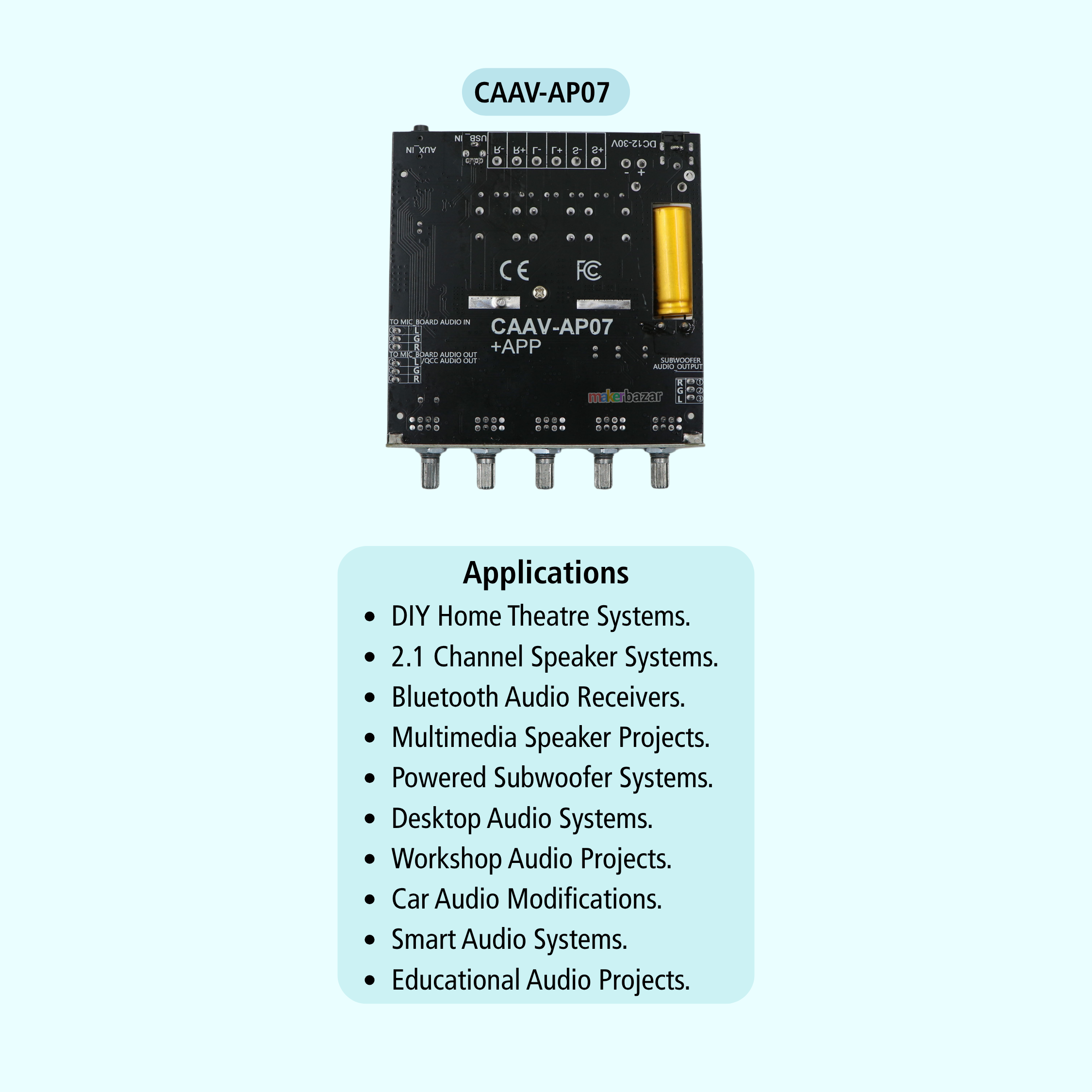 CAAV-AP07 TPA3221 2.1 Channel Digital Audio Amplifier Board 100W×2 + 200W 5.1BT