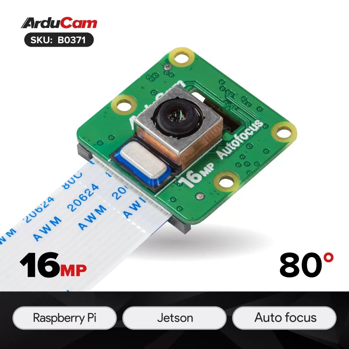 Arducam B0371 IMX519 Autofocus Camera Module for Raspberry Pi and Jetson Nano