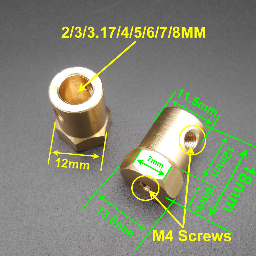 Hexagonal Brass Shaft Coupling for Robot Smart Car Motor Wheel