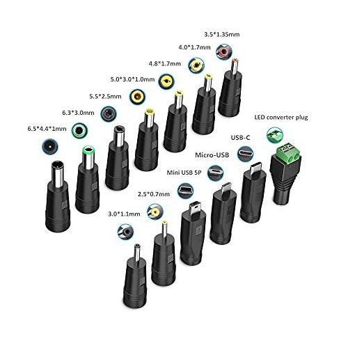 5.5×2.1mm Female DC Socket Converter to Other-Size Male Jack Connector