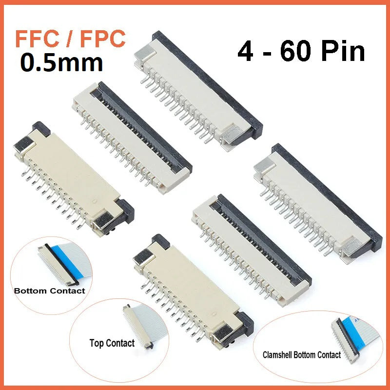 10 Stück FFC/FPC Stecker 0,5 mm 4–40 Pin horizontal 10 Stück FFC/FPC Stecker 0,5 mm 4–40 Pin horizontal