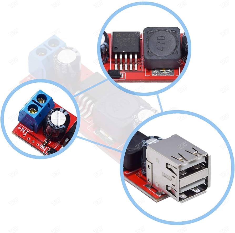 Dual USB Input 9V / 12V / 24V / 36V Car Charger Switch 5V DC-DC Power Supply Module 3A Buck Regulator