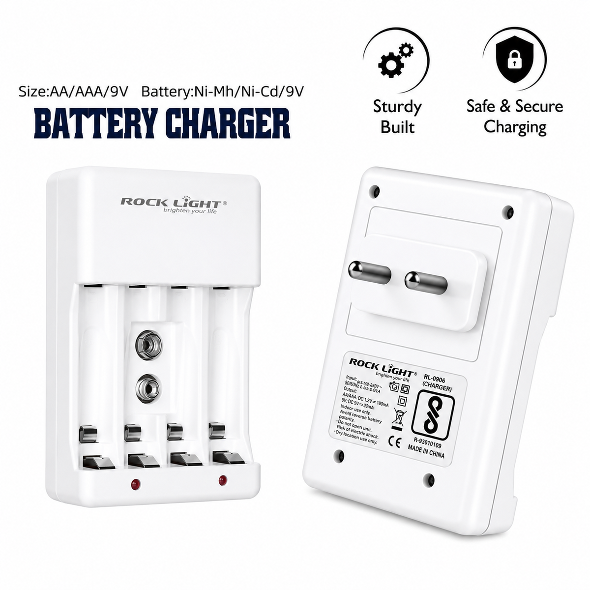 Generic: AA/AAA & 9V Combo Battery Charger