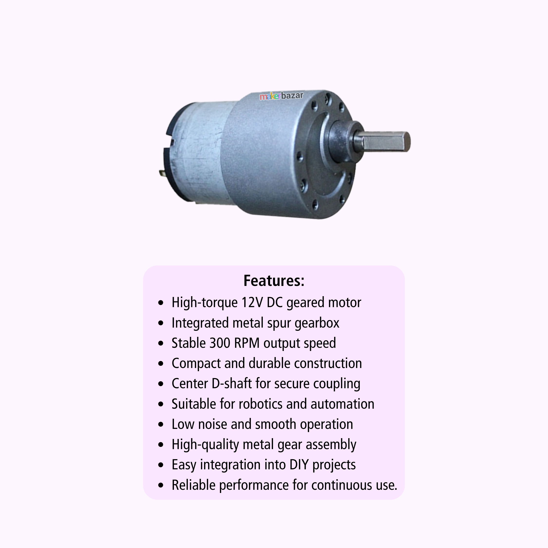 JGB37-520 DC 12V Metal Gear Motor with Speed Reduction Gearbox