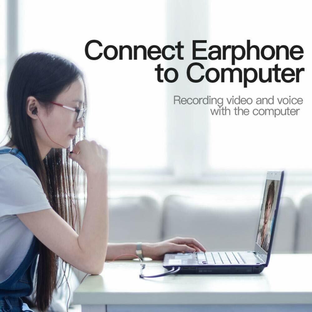 3.5mm Aux Stereo Female To Dual Male Audio+MIC Y-Splitter Cable