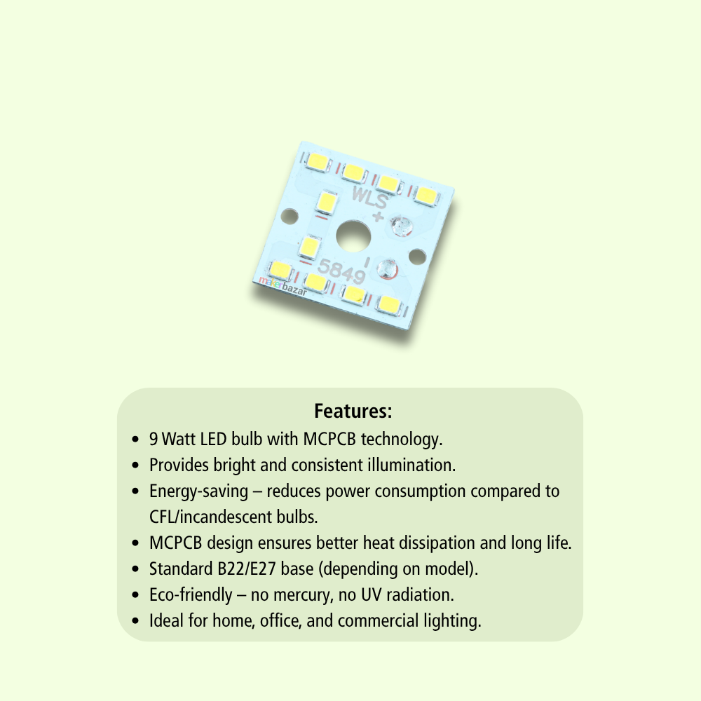 9W MCPCB 25x25mm Metal Core LED PCB