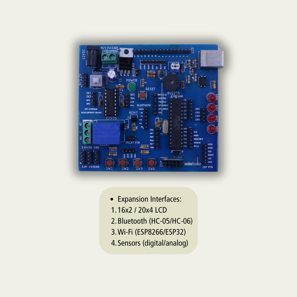 ATmega8 V2.0 Development Board | AVR Microcontroller Trainer Kit for Embedded & IoT Projects