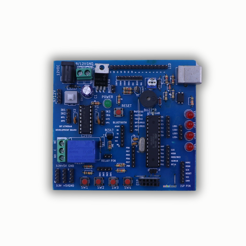 ATmega8 V2.0 Development Board | AVR Microcontroller Trainer Kit for Embedded & IoT Projects