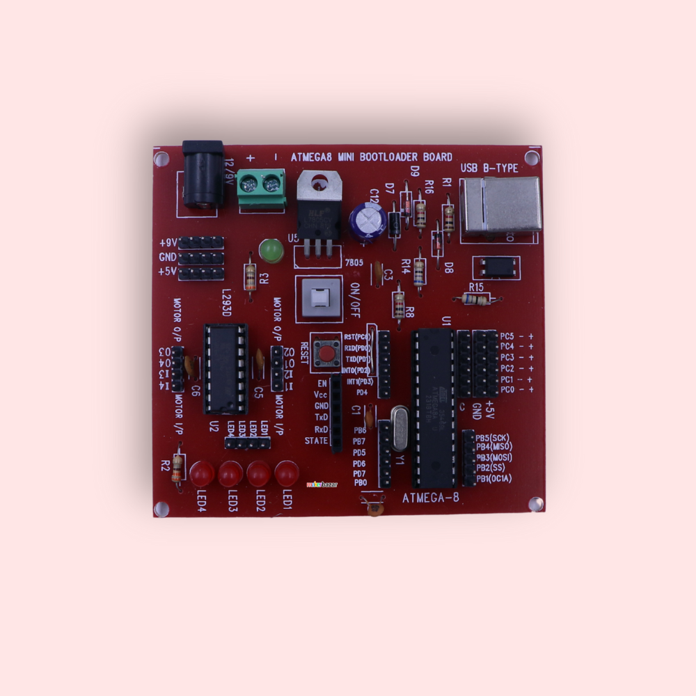 ATmega8 V1.0 Mini Development Board | AVR Microcontroller Trainer Kit for Embedded Systems