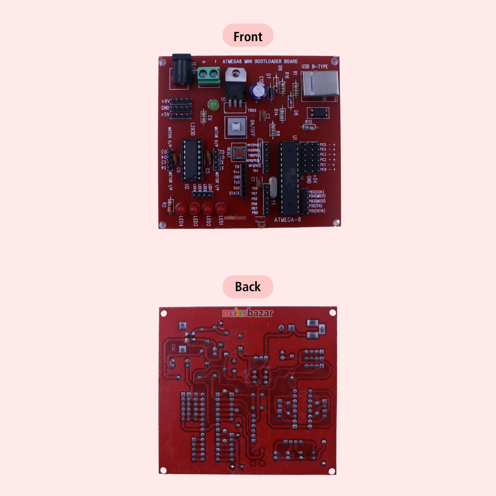 ATmega8 V1.0 Mini Development Board | AVR Microcontroller Trainer Kit for Embedded Systems