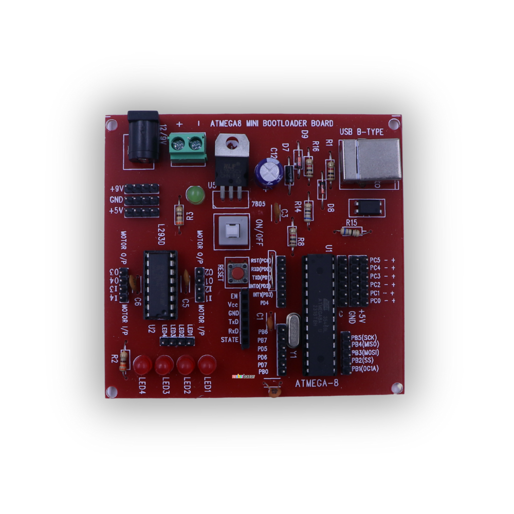 ATmega8 V1.0 Mini Development Board | AVR Microcontroller Trainer Kit for Embedded Systems