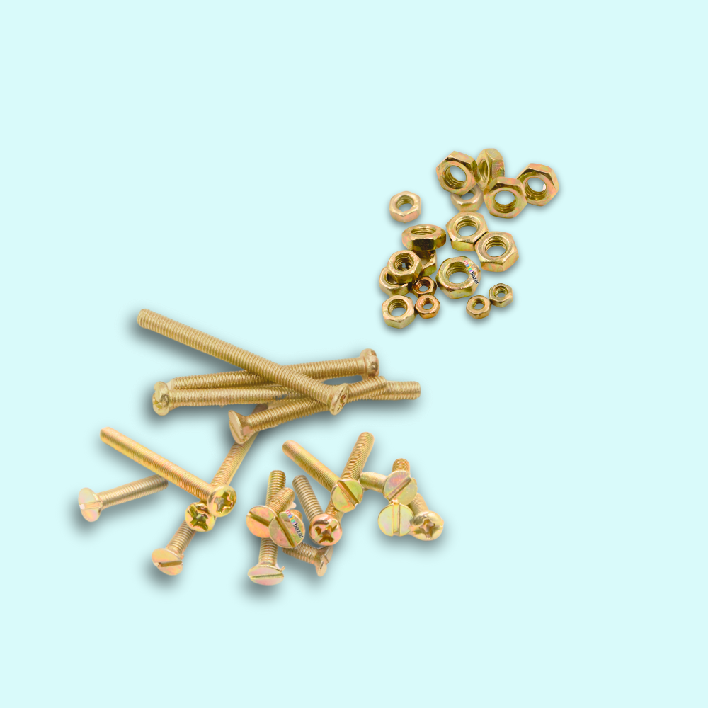 Screws/Nuts & Bolts Set (Golden Plated) - Pack of 10