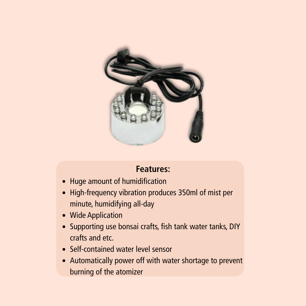 DC24V 16MM 12LED Alloy Air Humidifier Mist Maker 46MM*38MM