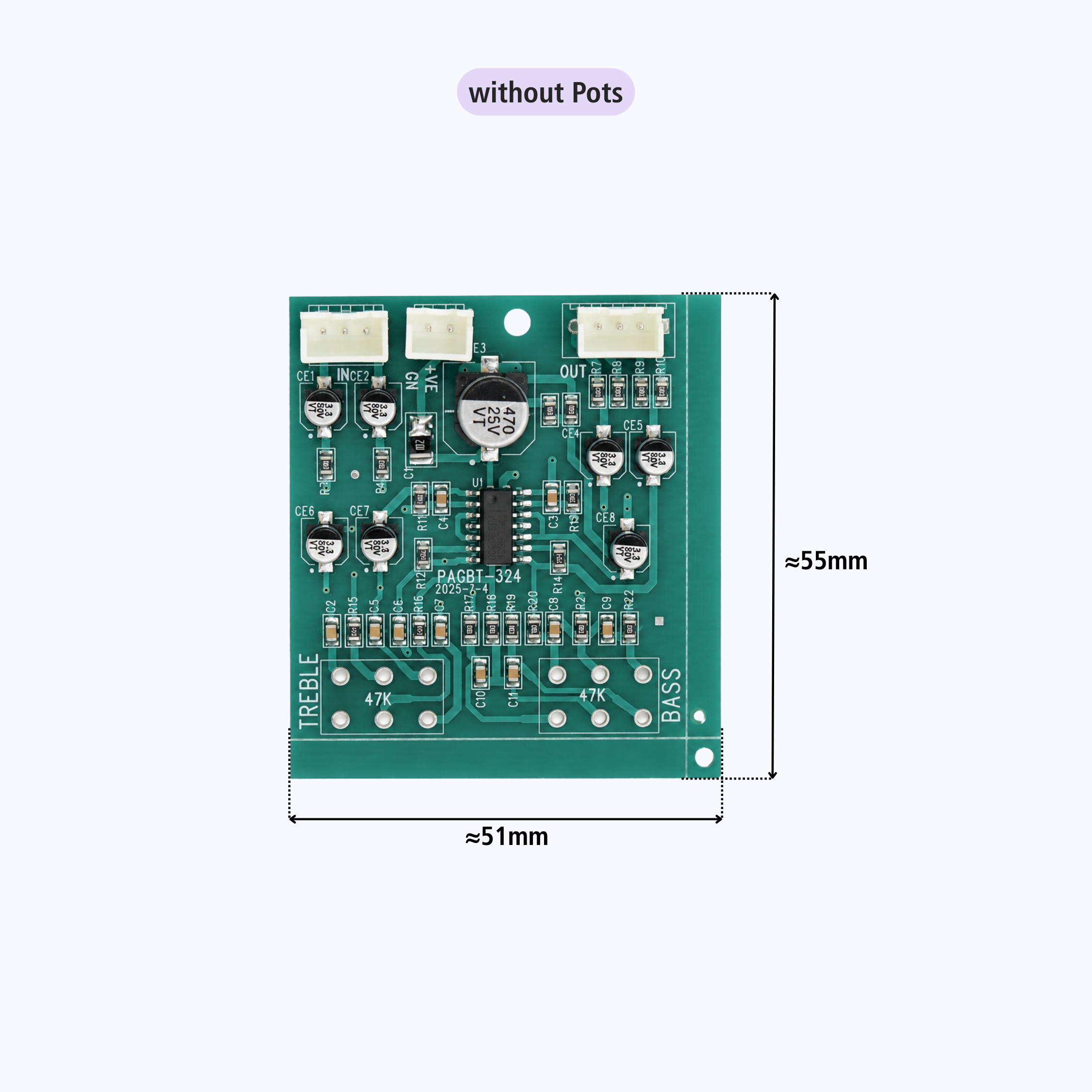 LM324 SMD Bass Treble Tone Control Preamplifier Board – 12V Audio Preamp Module