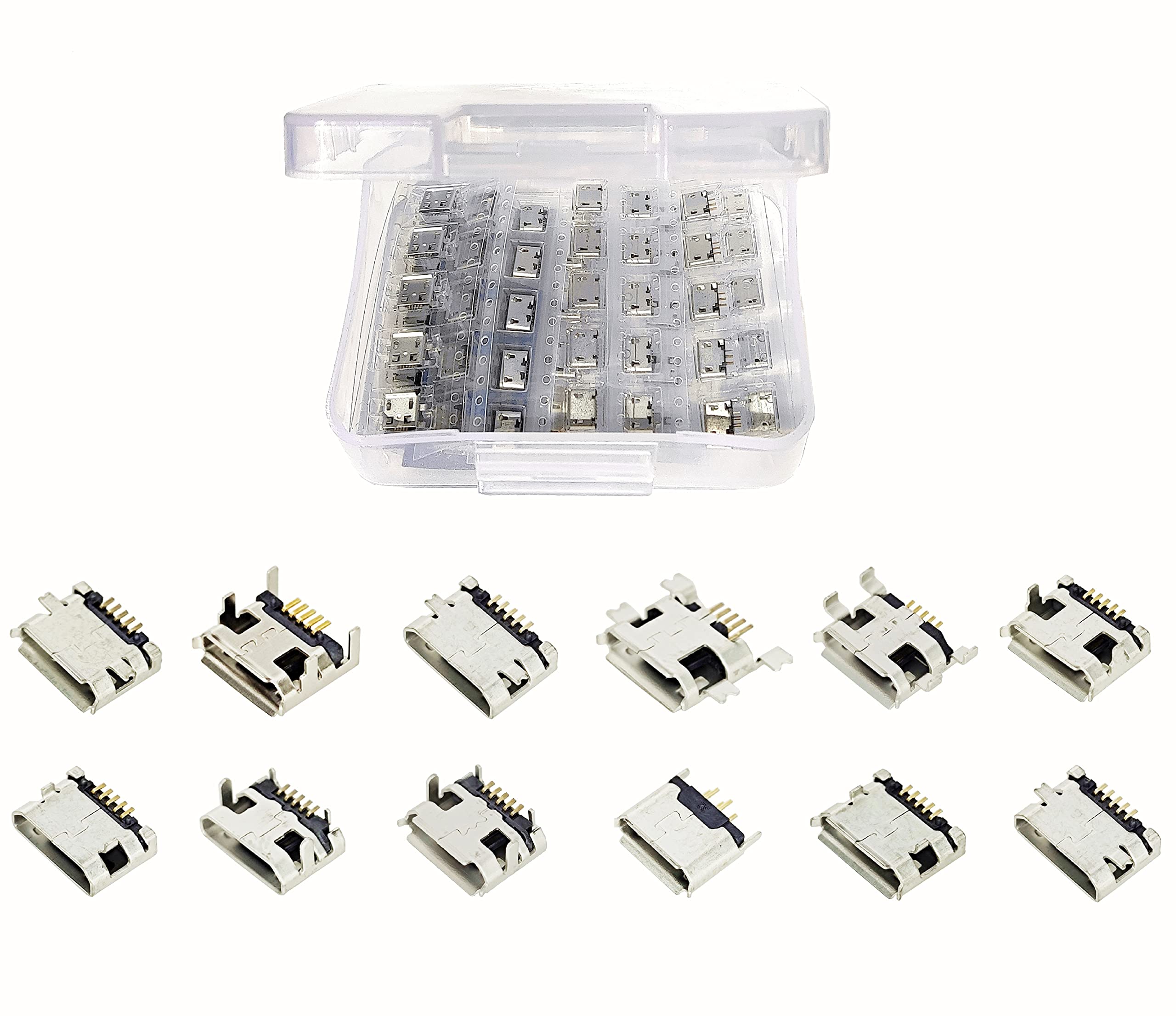 5-Pin Micro USB Type-B Female Socket 180 Degree SMD SMT Soldering Jack