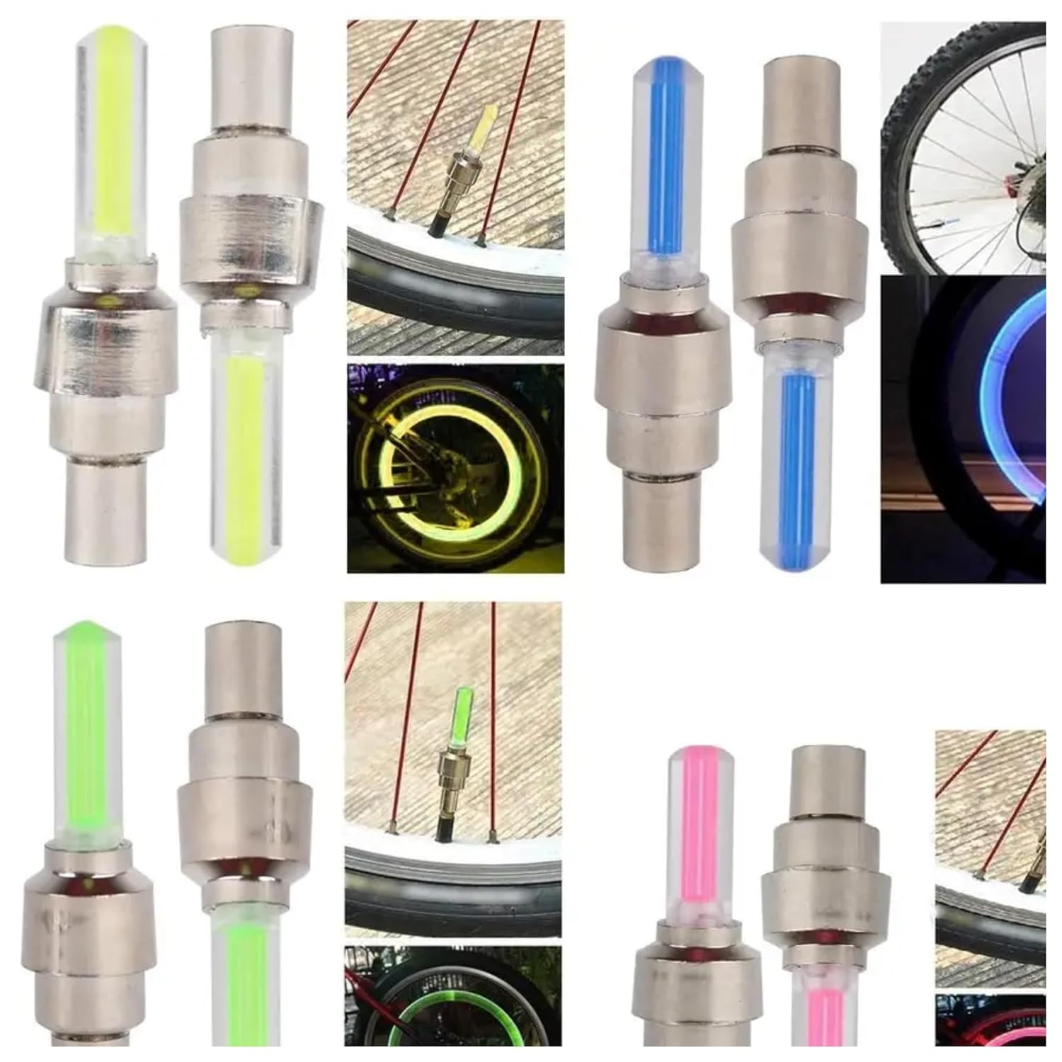 LED Flash Light Lamp For Bicycle Wheel Valve Sealing Caps (2pcs)