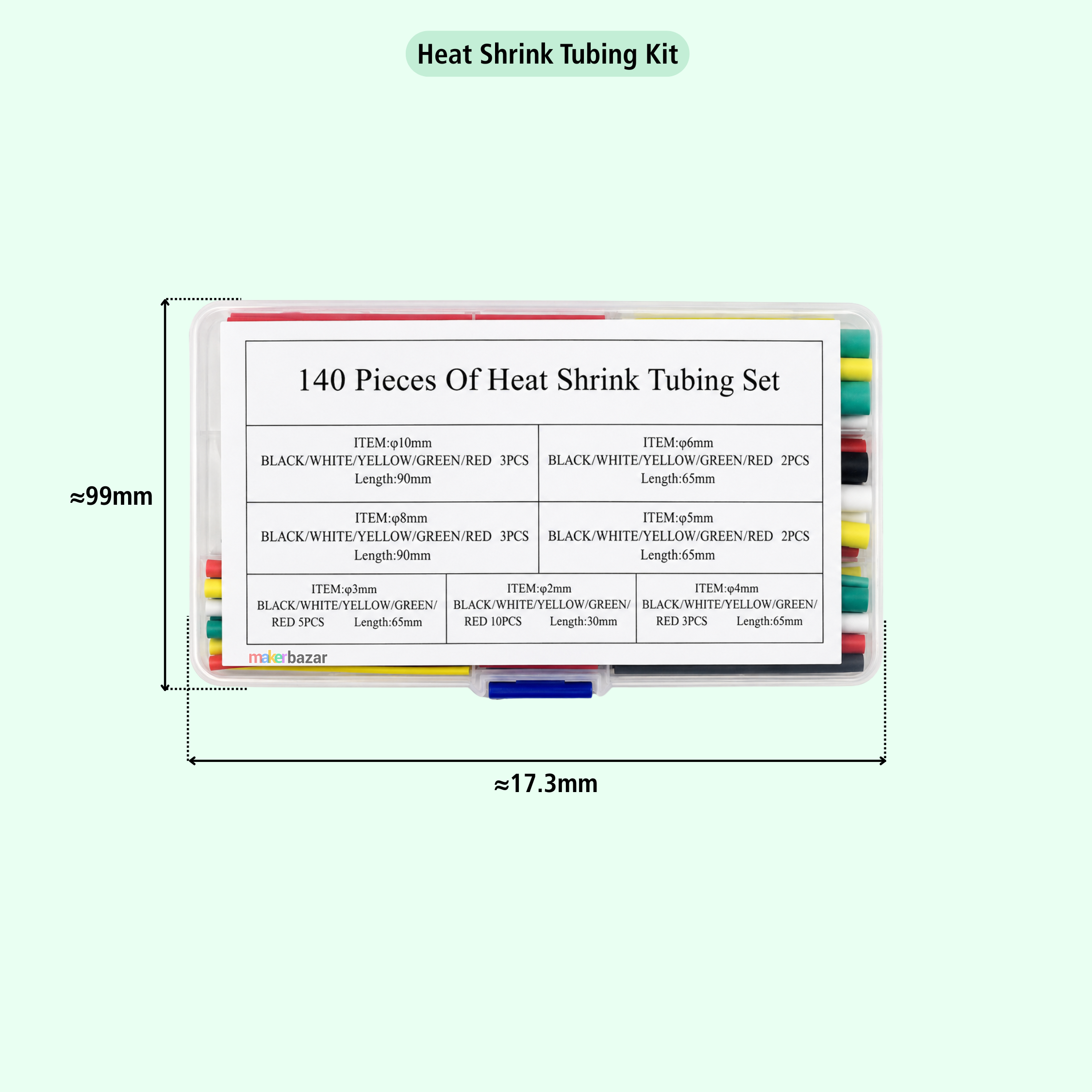 140PCS Multi-Coloured Heat Shrink Tubing Kit