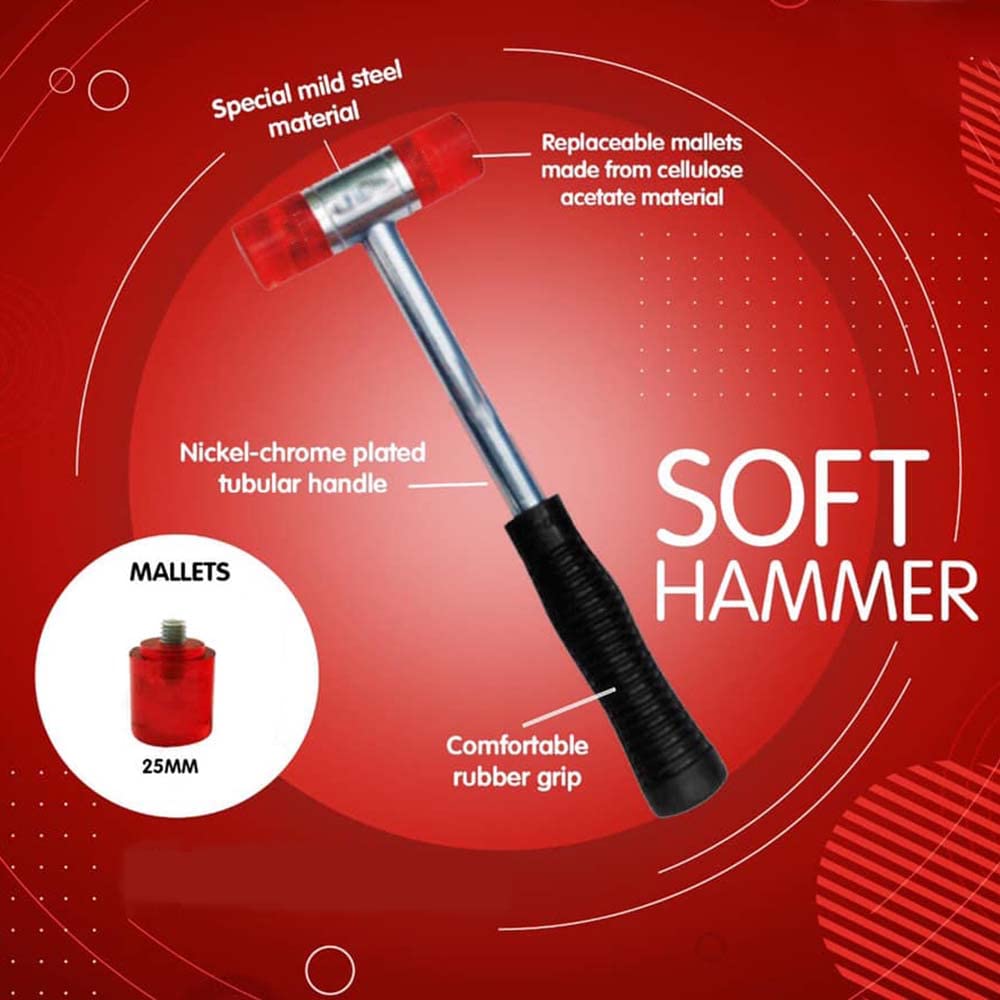 Taparia: Soft Faced Plastic Mallet Hammer with Rubber Grip Handle
