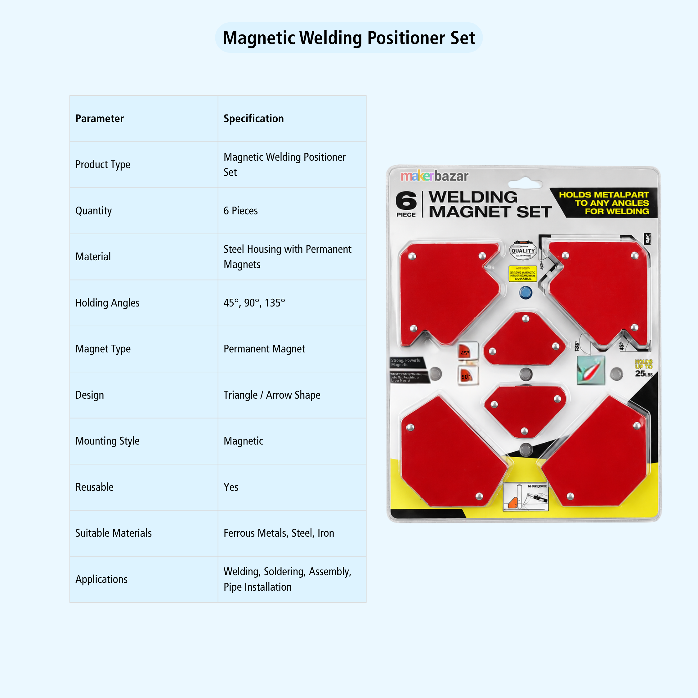 6-Piece Magnetic Multi-Angle Welding Positioner Set