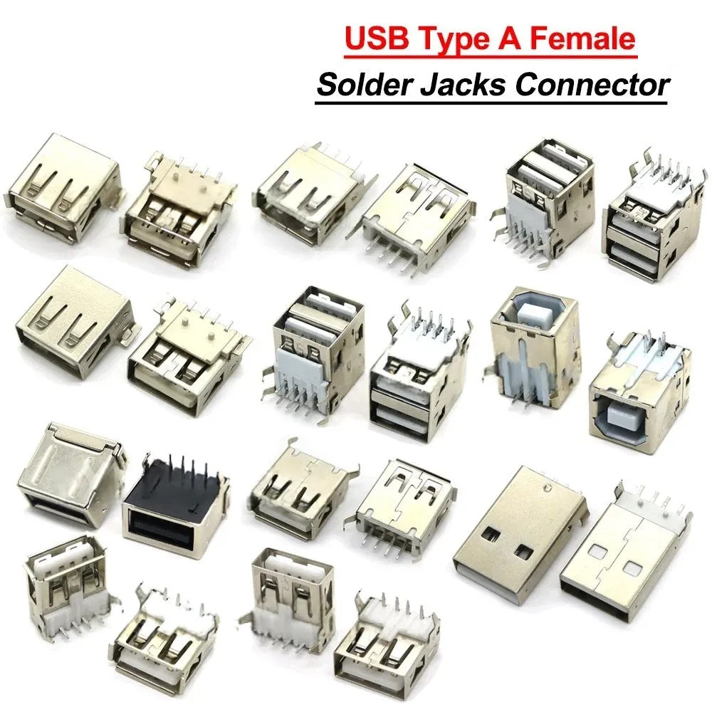 Female USB A Connector 4-Pin Socket (Mount-Type)