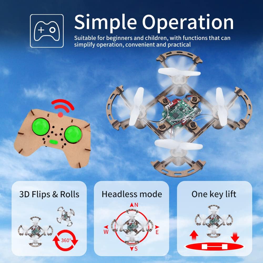 XYQ-2 Wooden Assembly DIY Toy Drone Aircraft with Remote