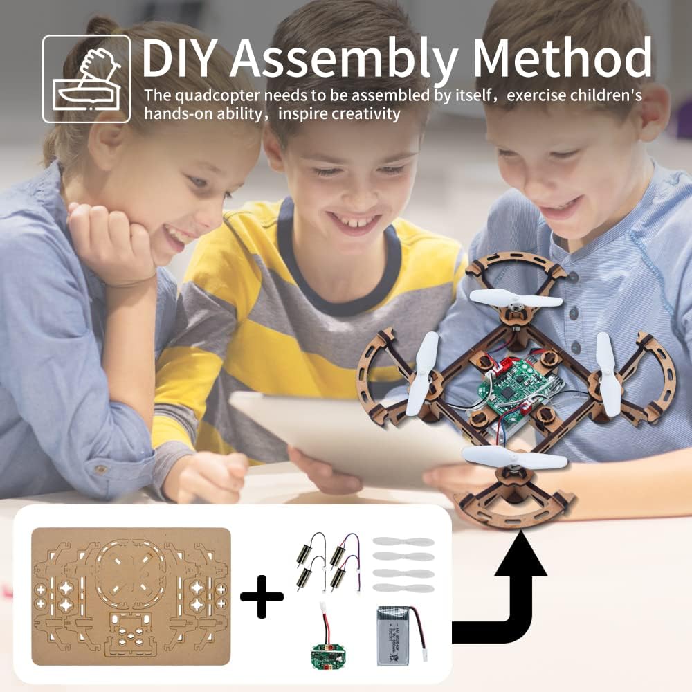XYQ-2 Wooden Assembly DIY Toy Drone Aircraft with Remote