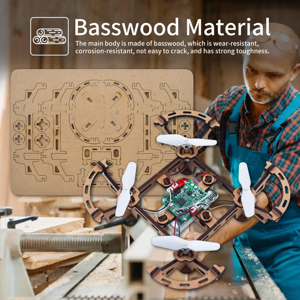 XYQ-2 Wooden Assembly DIY Toy Drone Aircraft with Remote