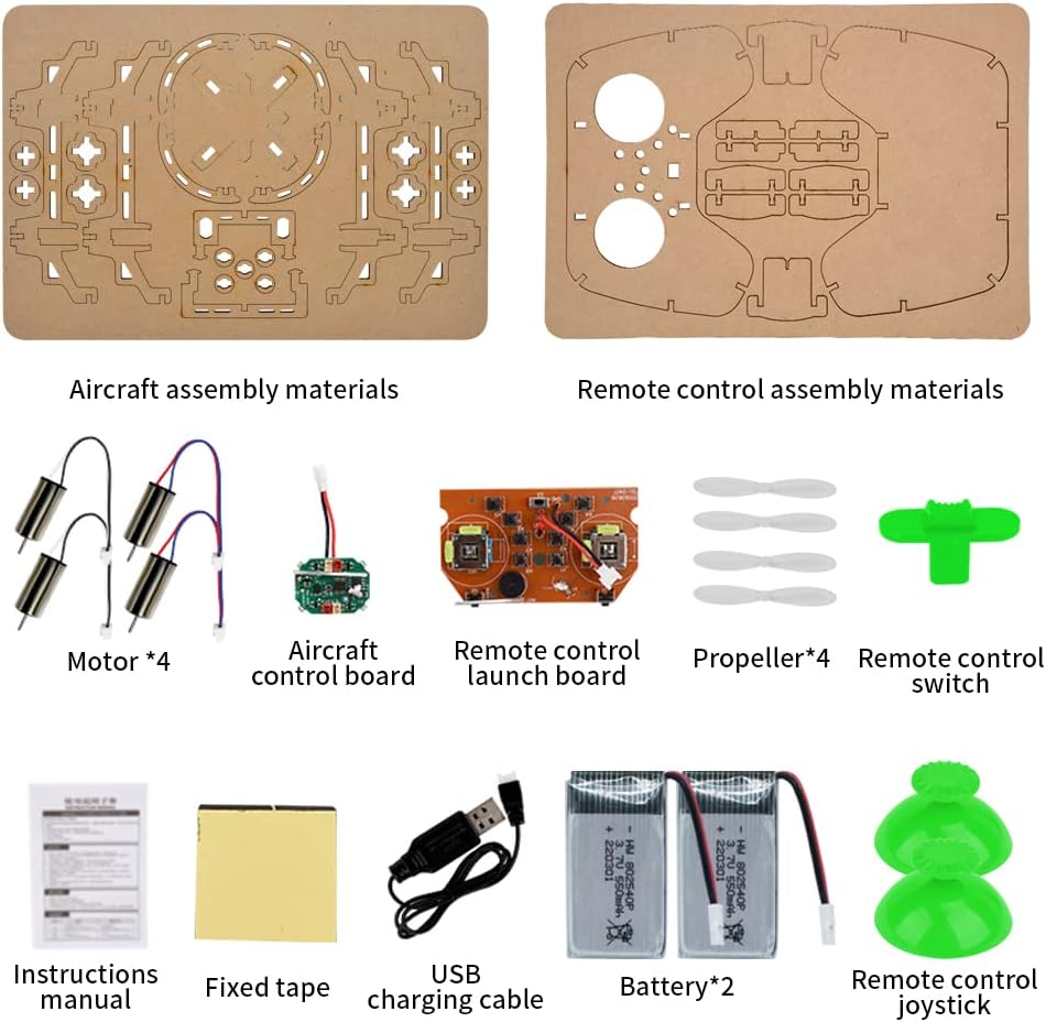 XYQ-2 Wooden Assembly DIY Toy Drone Aircraft with Remote