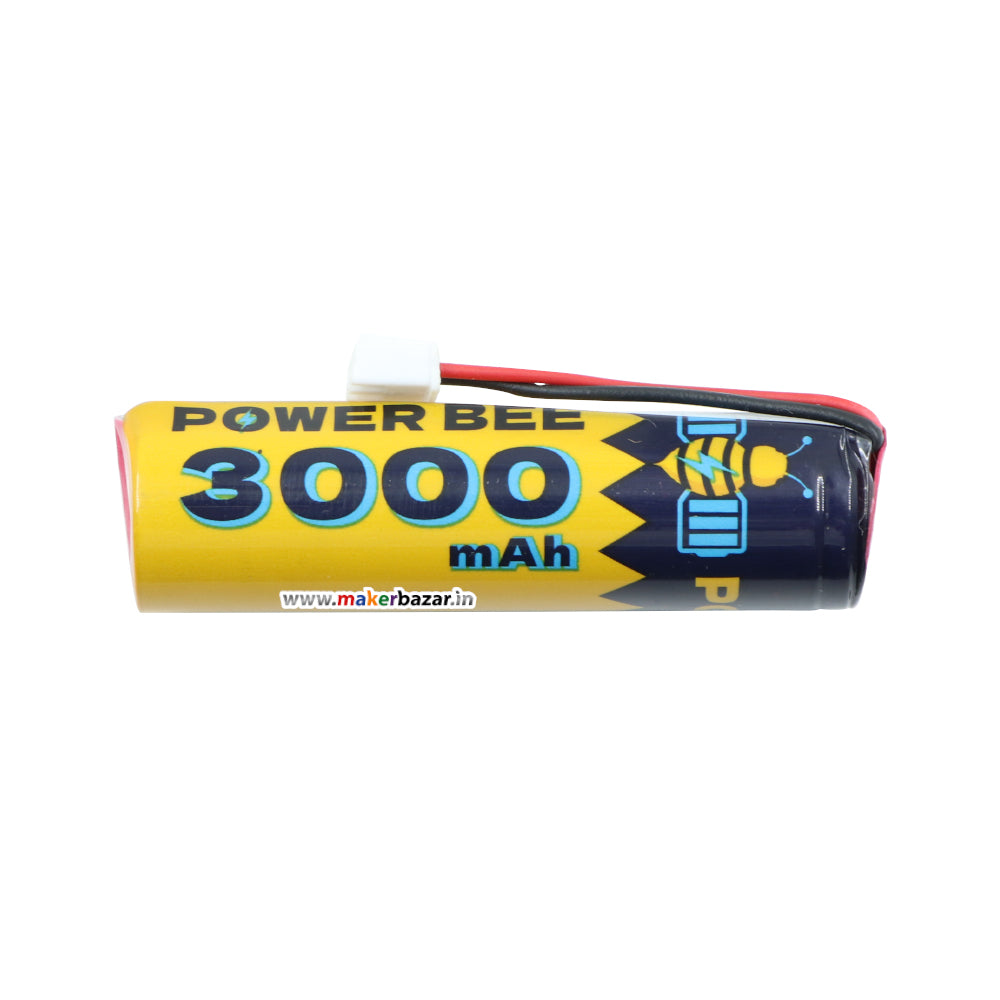 PowerBee: 3000mAh 3.7V 18650 Cell Li-ion Rechargeable Battery with Battery Connector