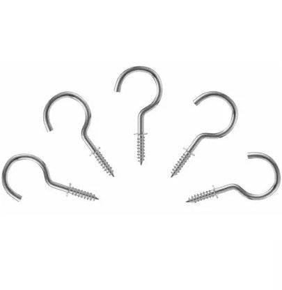 0.5in/13mm Mini J Hook Stainless Steel Ceiling Hooks Cups Screw Holder