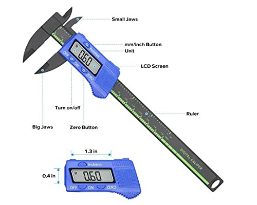 Digital Vernier Caliper Plastic Body 150mm/6Inch with Transparent Plastic Case