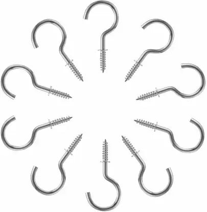 0.5in/13mm Mini J Hook Stainless Steel Ceiling Hooks Cups Screw Holder