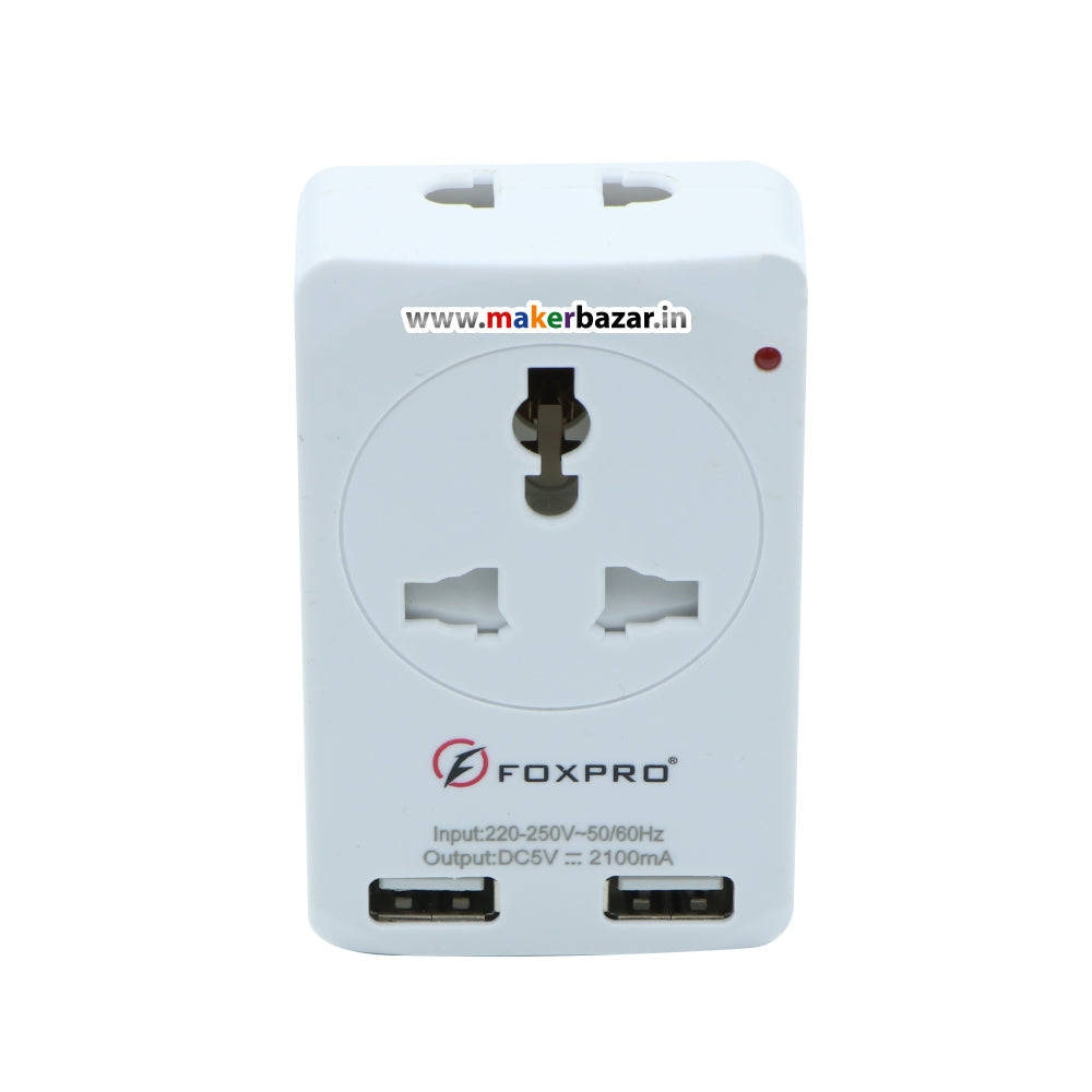 3 Pin Universal Travel Adaptor with 2 USB Port