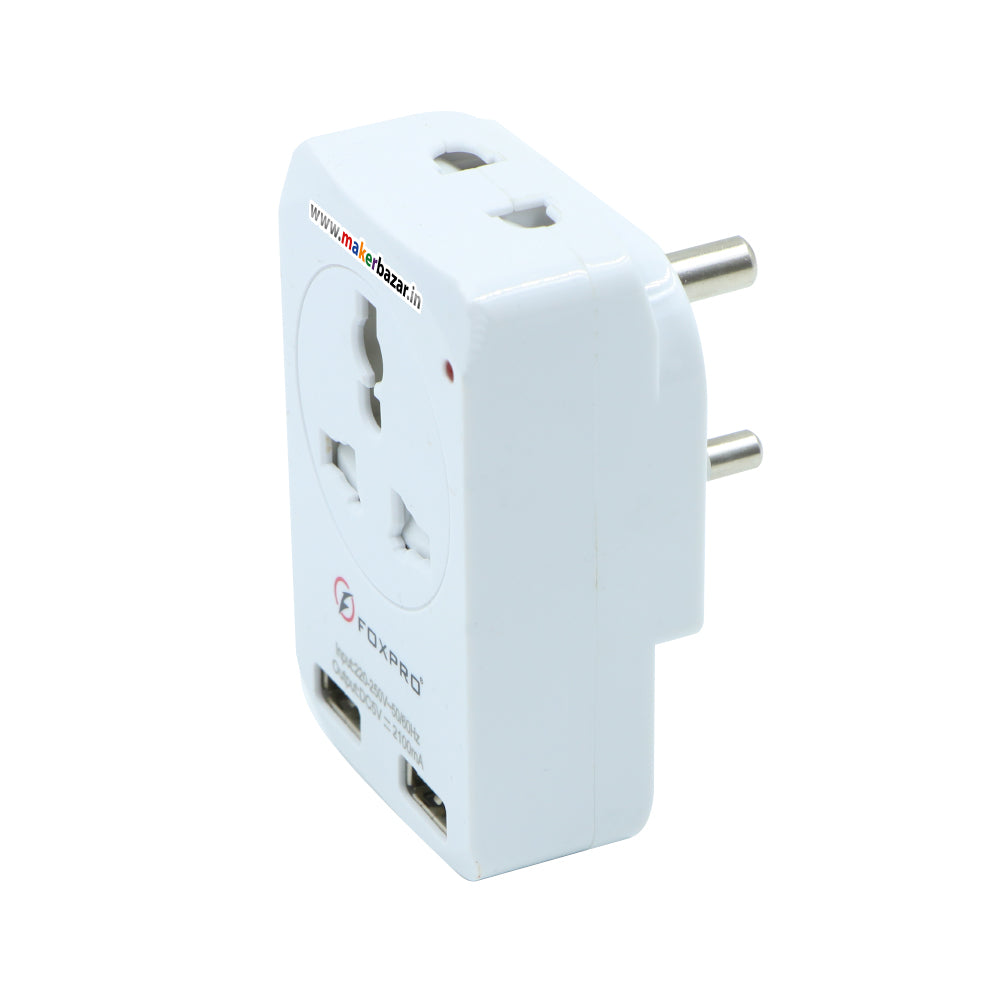 3 Pin Universal Travel Adaptor with 2 USB Port