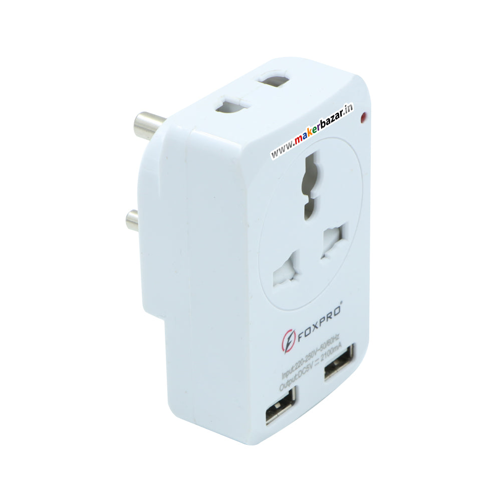 3 Pin Universal Travel Adaptor with 2 USB Port