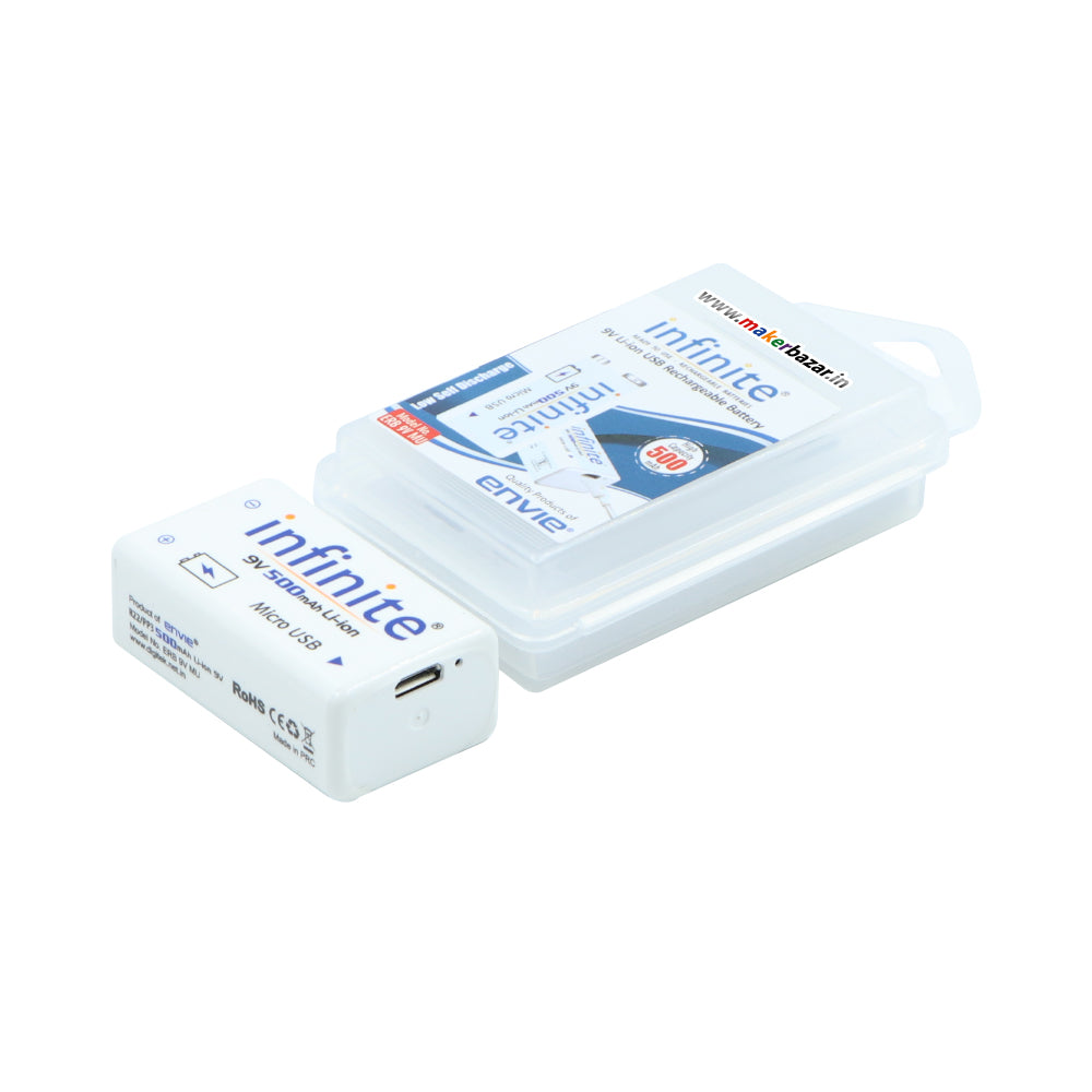 Envie: Infinite ERB-9V-MU 9volt 500mAh USB Rechargeable Li-ion Battery