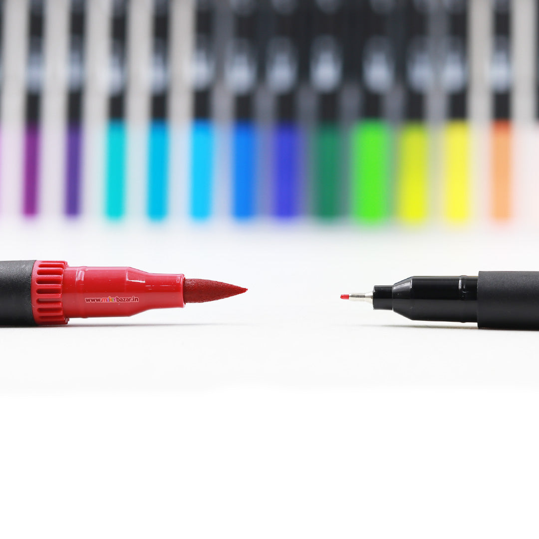 24 Colors Shades of Dual Tip Brush and Pen Combination Set