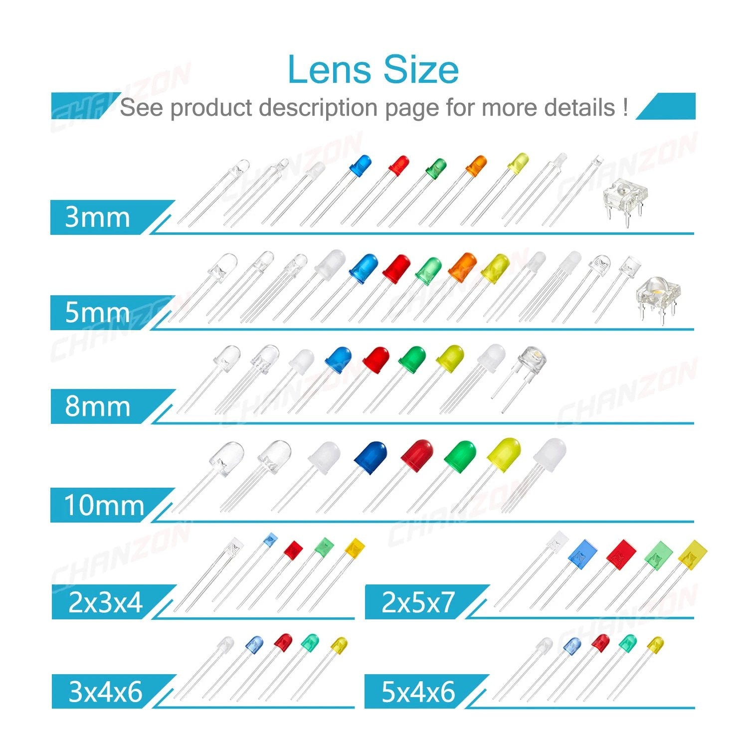 DIP LED 2x5x7mm Square Diffused Type