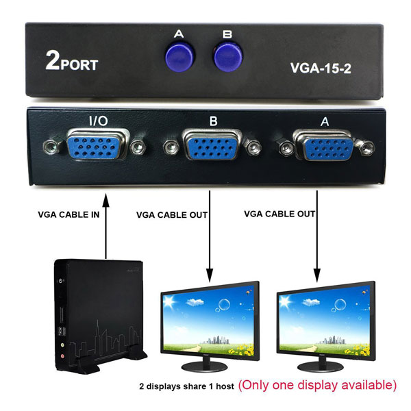 VGA Splitter Switch - Two I/P and One O/P
