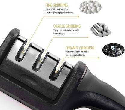 Manual Knife Sharpener 3 Stage Sharpening Tool for Ceramic Knife and Steel Knives