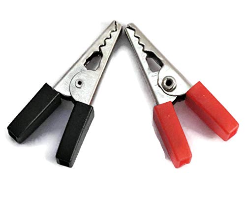 Alligator Crocodile Clips Pair 30mm Red + Black (Half Sleeves)