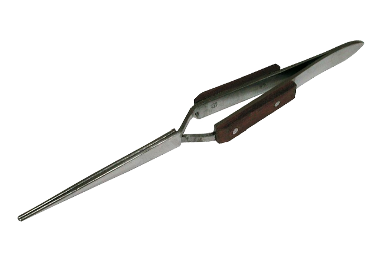 Straight Tip Cross Locking Stainless Steel Self Closing Tweezer with Fiber Handle