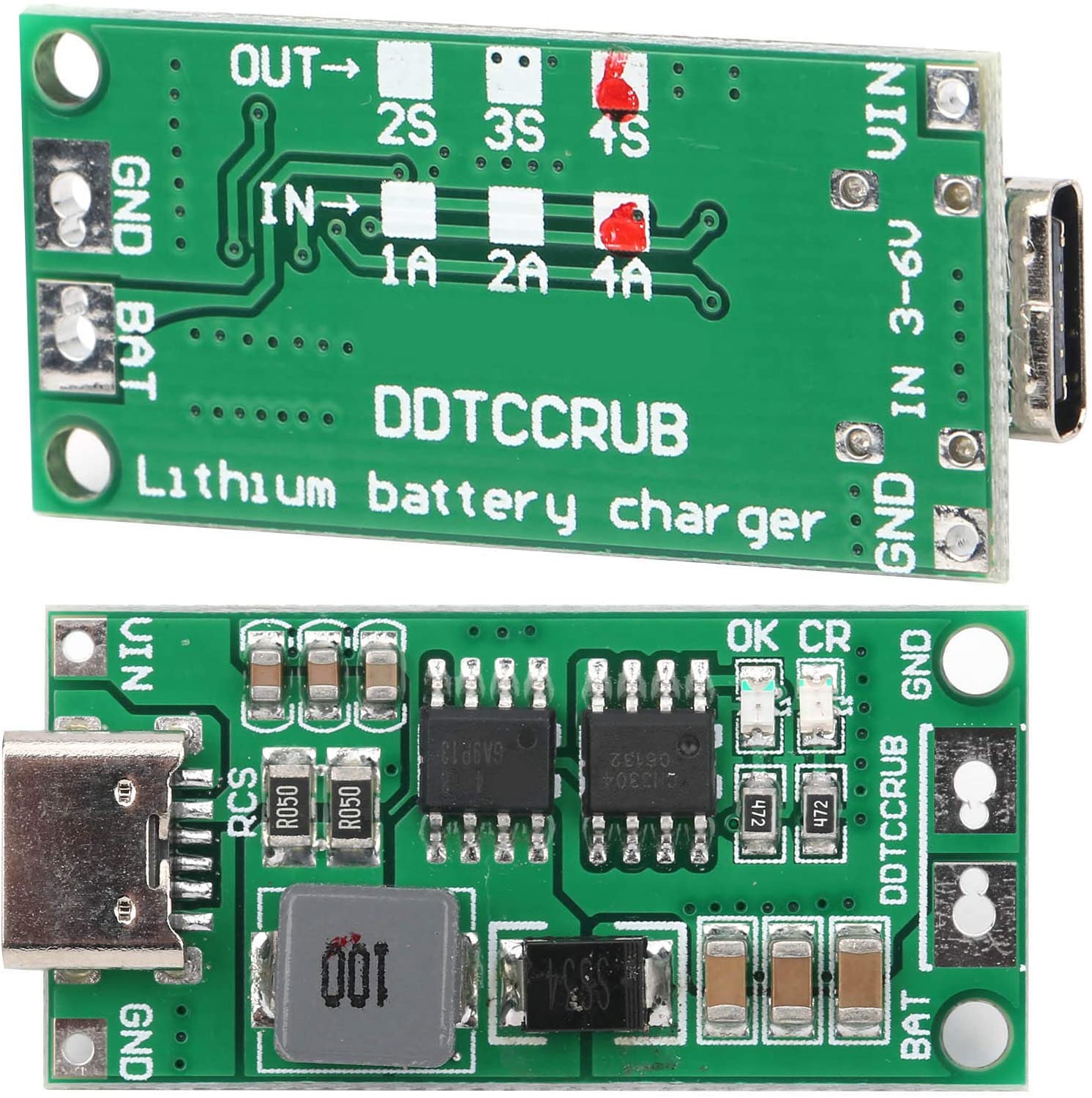 DDTCCRUB 4S‑1A Li-ion Battery Charging Module Step Up Boost Lithium Cell Charger