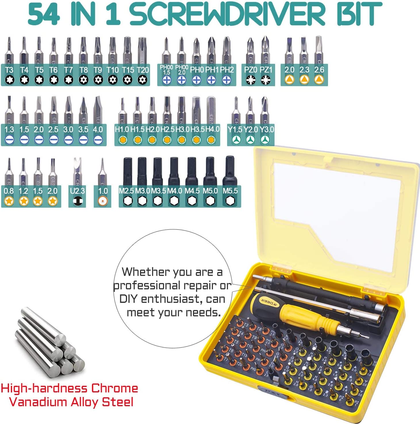 53 in 1 Multifunctional Precision Screwdriver Set for Mobile/PC/Tablet