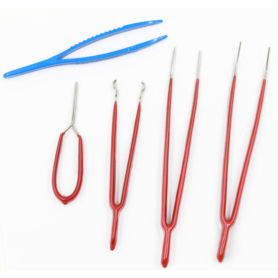 5pcs Steel Tweezers with Insulated Handle for Gadget Repair, Craft & Arts, Hobby DIY