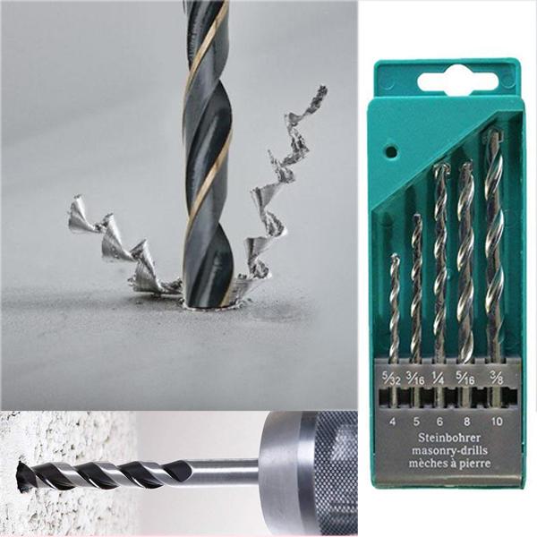 Generic: 5Pcs Masonry Drill Bit Set for Concrete and Brick Wall Drilling