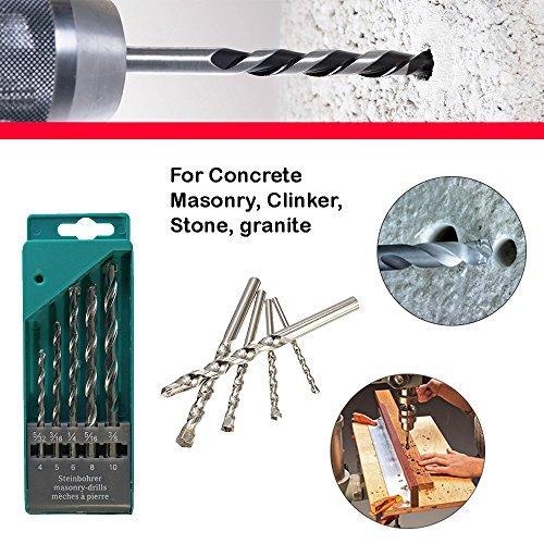Generic: 5Pcs Masonry Drill Bit Set for Concrete and Brick Wall Drilling