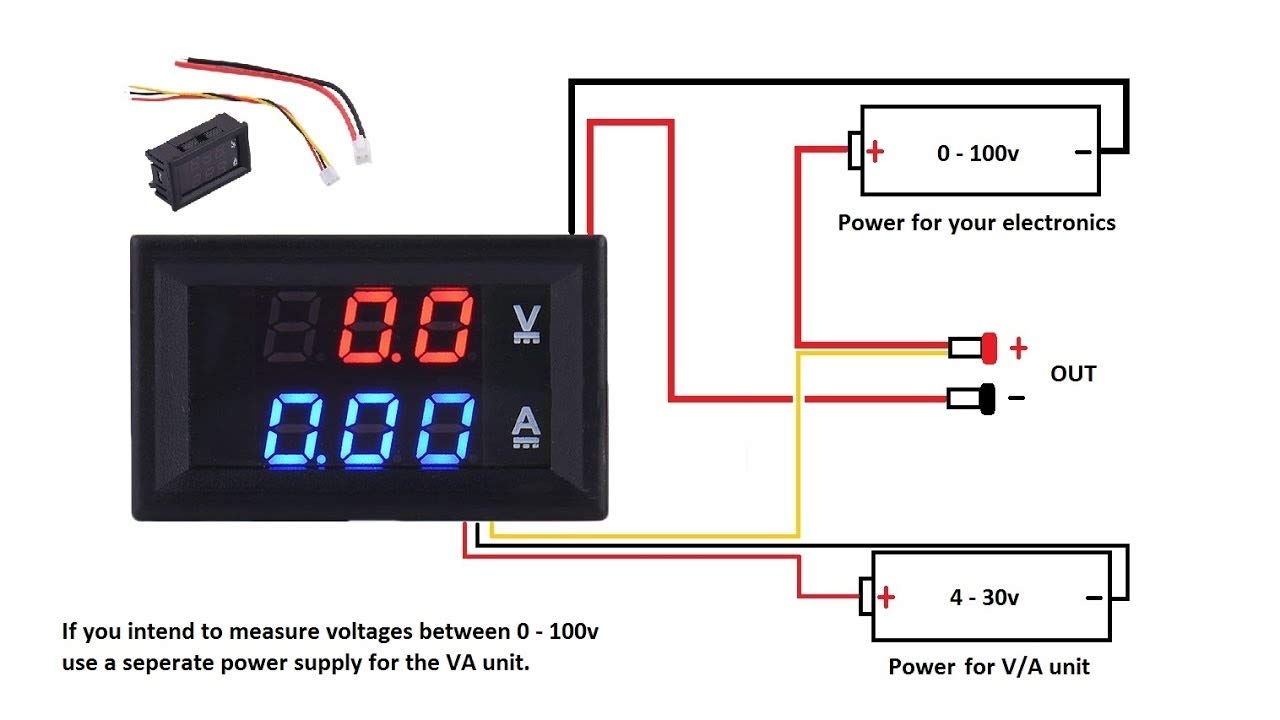 0-100V Dual LED Voltmeter Ammeter Monitor Panel (Without Shunt)