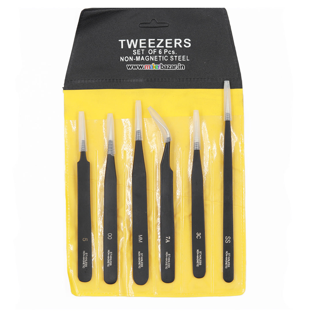 6-Piece ESD Anti-Static Tweezers Set - Stainless Steel Precision Tools For Electronics Repair & Jewelry Making